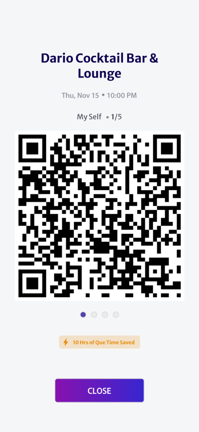 SpotSaver app: full-screen QR code to scan at the venue
